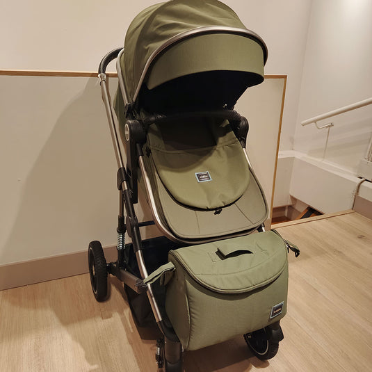 Coche A10 tipo moisés con portabebés y pañalera a juego, ajustable como paseador, hecho en material de alta calidad, acabados de lujo - Kidilo