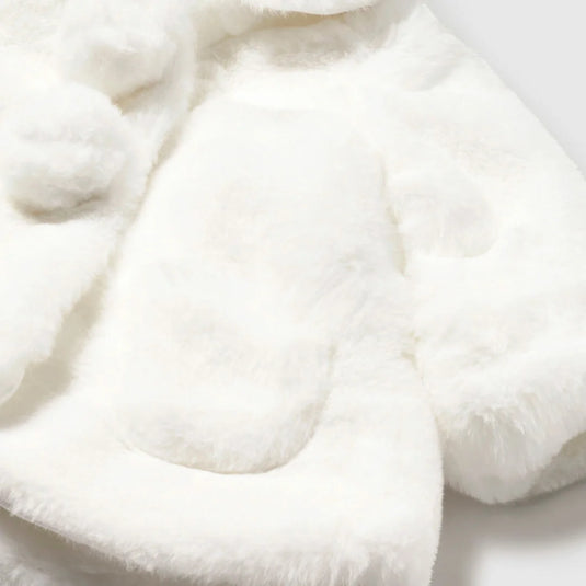 Abrigo ovejero peludo con bolsillos blanco para bebé, cierre con botones a presión, suave y gustoso tejido exterior de pelo, forro interior enguatado de gran ligereza para un mejor aislamiento térmico, bolsillos funcionales - Mayoral