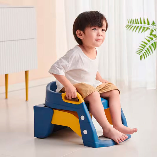 Adaptador para el baño 2 en 1, adaptador para inodoro y vasenilla, plegable, con escalera, bases antideslizantes y cojín suave