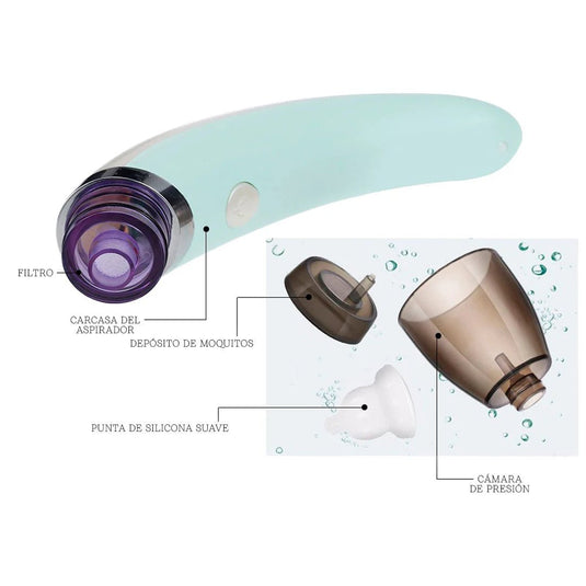 Aspirador nasal eléctrico para bebé, recargable por USB, con punta en silicona suave