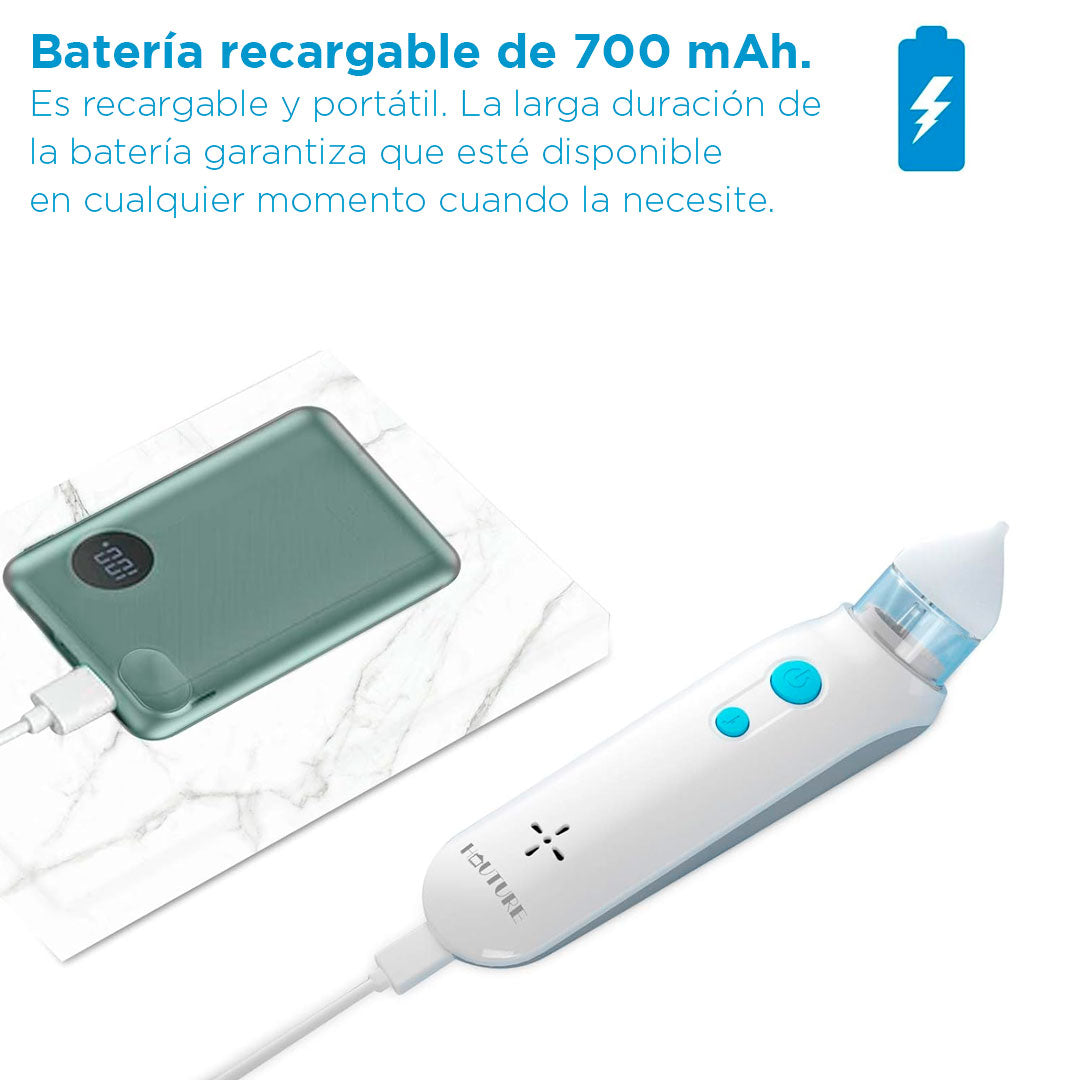 Aspirador nasal eléctrico blanco, saca moquitos de bebé, suave, multifunción, con melodías