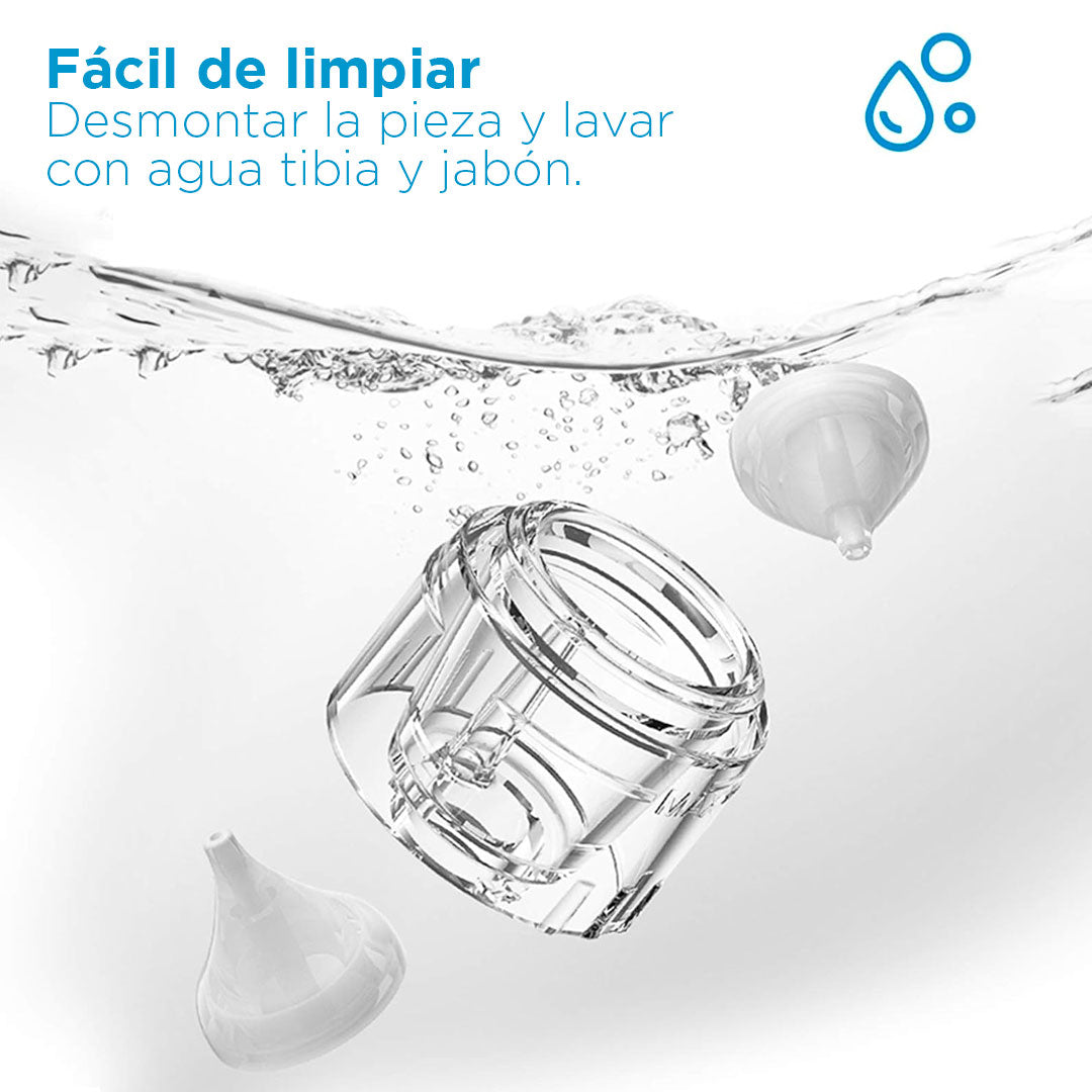 Aspirador nasal eléctrico blanco, saca moquitos de bebé, suave, multifunción, con melodías