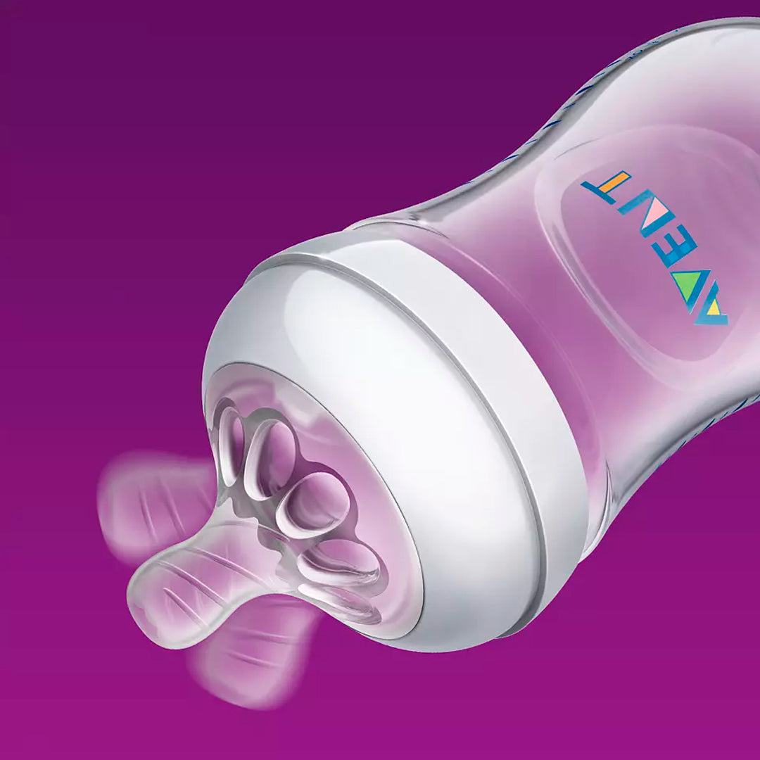 Tetero 9oz anticólico, ideal para recién nacido, libre de BPA, estampado - Philips Avent Natural