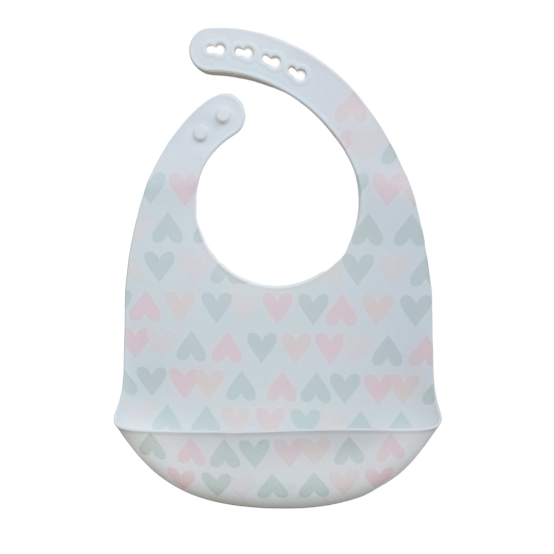 Babero recolector ajustable en silicona, grado alimenticio libre de BPA, con diseño estampado