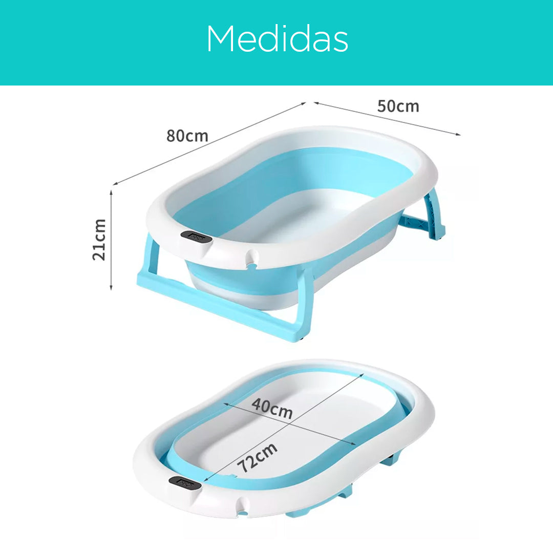 Bañera plegable para bebé, liviana, con termómetro y almohadilla