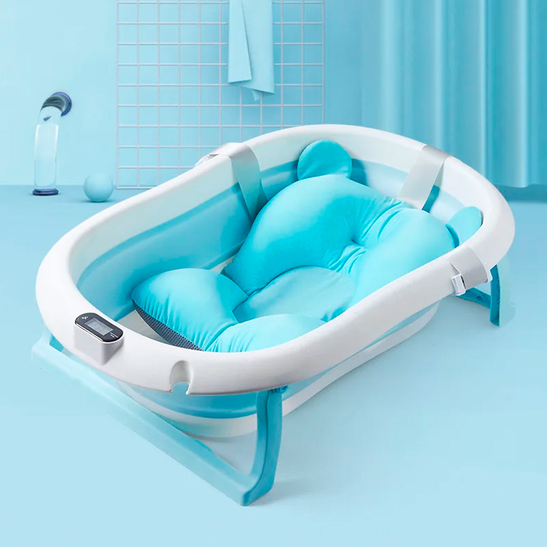 Bañera plegable para bebé, liviana, con termómetro y almohadilla