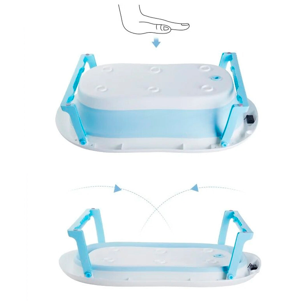 Bañera plegable para bebé, liviana, con termómetro y almohadilla