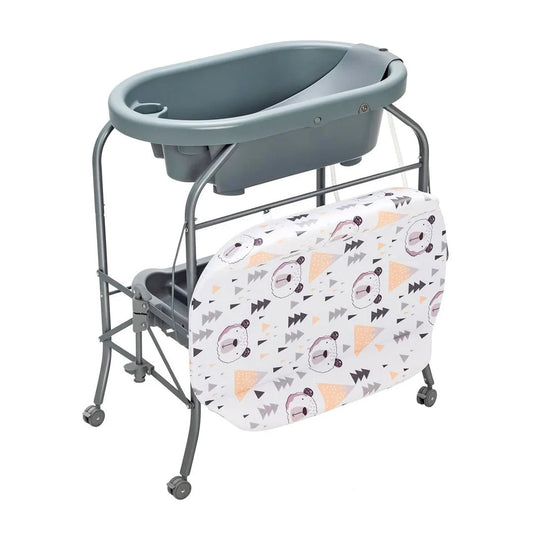 Bañera alta con cambiador y práctico sistema de plegado, bandeja inferior de almacenamiento - Toimoys