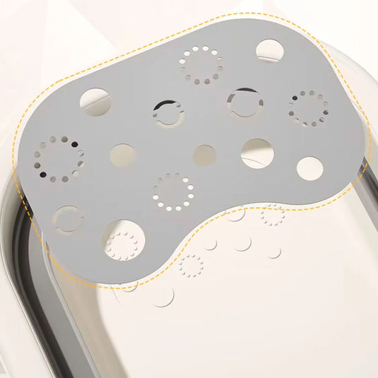 Bañera plegable con soporte + 3 accesorios, termómetro incluido en la bañera, sistema de plegado de bañera y soporte para ahorrar espacio, balde plegable, soporte interior para facilitar el baño