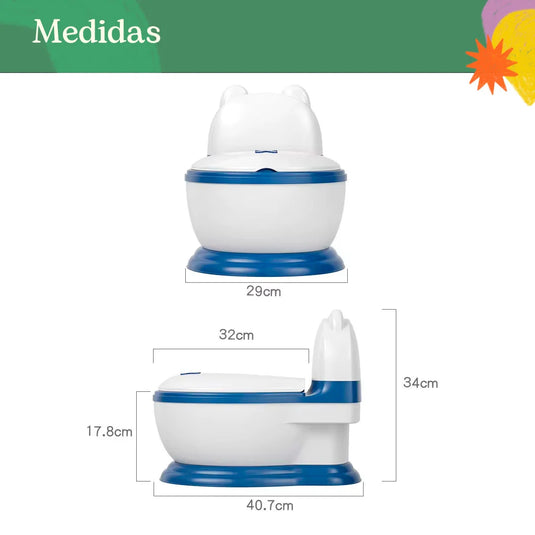 Baño de entrenamiento portátil con diseño orejitas para bebé, asiento de inodoro infantil, base antideslizante, asiento suave, con tapa, coca de recolección desmontable para fácil aseo