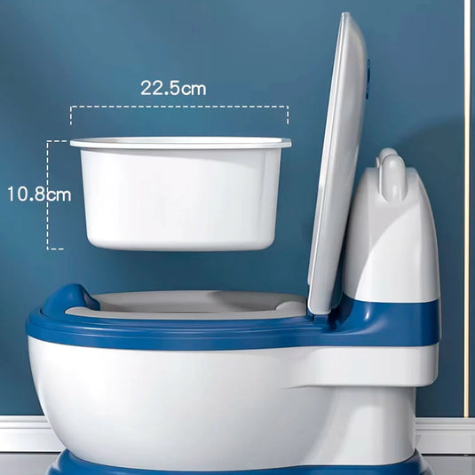 Baño de entrenamiento portátil con diseño orejitas para bebé, asiento de inodoro infantil, base antideslizante, asiento suave, con tapa, coca de recolección desmontable para fácil aseo