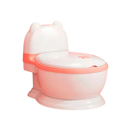 Baño de entrenamiento portátil con diseño orejitas para bebé, asiento de inodoro infantil, base antideslizante, asiento suave, con tapa, coca de recolección desmontable para fácil aseo