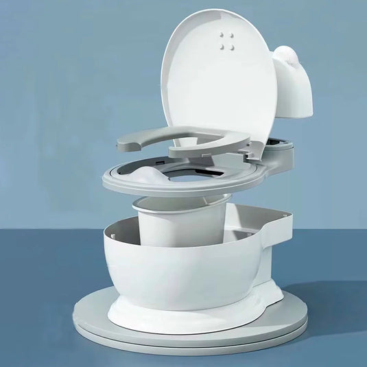 Baño de entrenamiento portátil con diseño orejitas para bebé, asiento de inodoro infantil, base antideslizante, asiento suave, con tapa, coca de recolección desmontable para fácil aseo