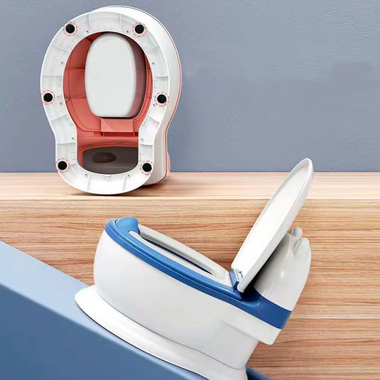 Baño de entrenamiento portátil con diseño orejitas para bebé, asiento de inodoro infantil, base antideslizante, asiento suave, con tapa, coca de recolección desmontable para fácil aseo