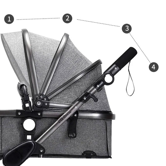 Coche Europeo B.CHILDHOOD 3 en 1 con portabebés, ajustable a paseador, con freno de llantas y portabebés adaptable a la estructura del coche