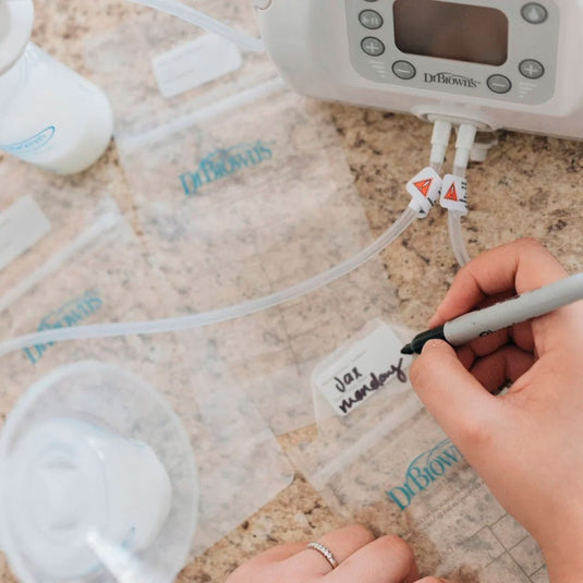 Bolsas de almacenamiento x25 unidades con doble cierre, de 180ml o 6oz, con espacio para rotular, bolsas selladas y pre-esterilizadas para banco de leche - Dr Brown's