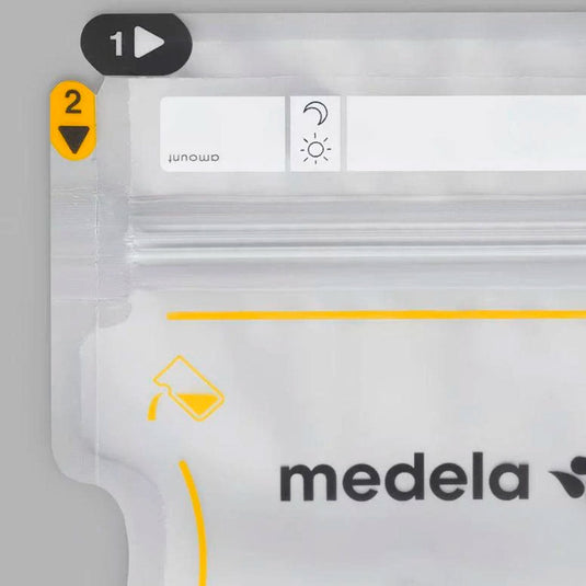 Bolsas de almacenamiento de 210ml o 7oz para leche materna, 100% libre de BPA, paquete para banco de leche, aprueba de fugas, lista para usar, de color transparente con espacio para rotular fecha - Medela - Cocco Semana 2026