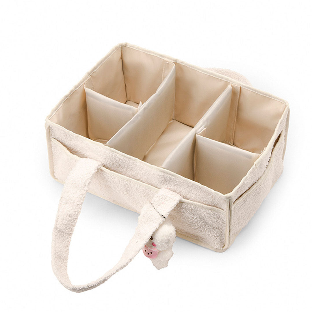 Bolso organizador de pañales para bebé, con compartimientos separados, asas para agarre fácil, hecho en felpa, ideal para diversos artículos del bebé