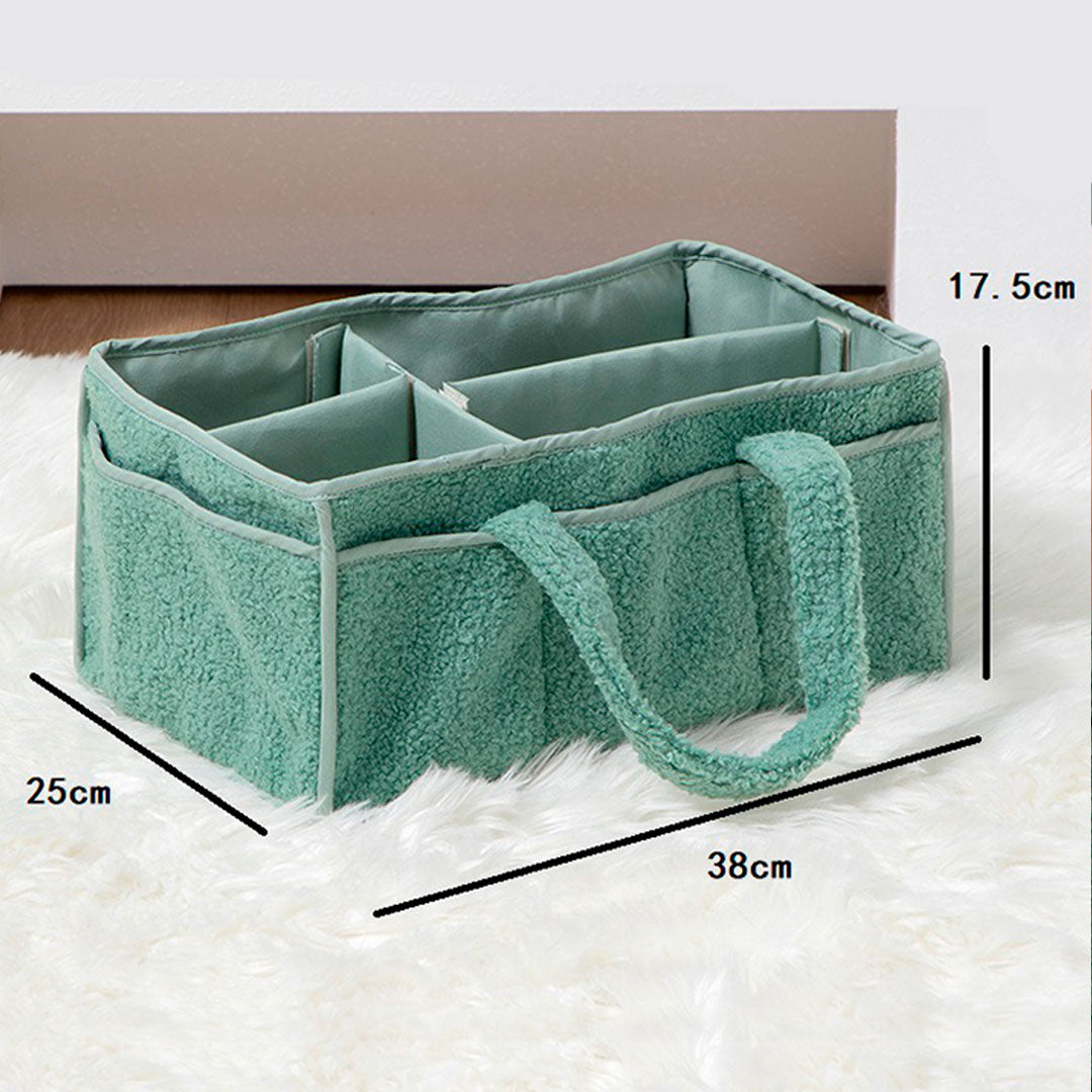 Bolso organizador de pañales para bebé, con compartimientos separados, asas para agarre fácil, hecho en felpa, ideal para diversos artículos del bebé