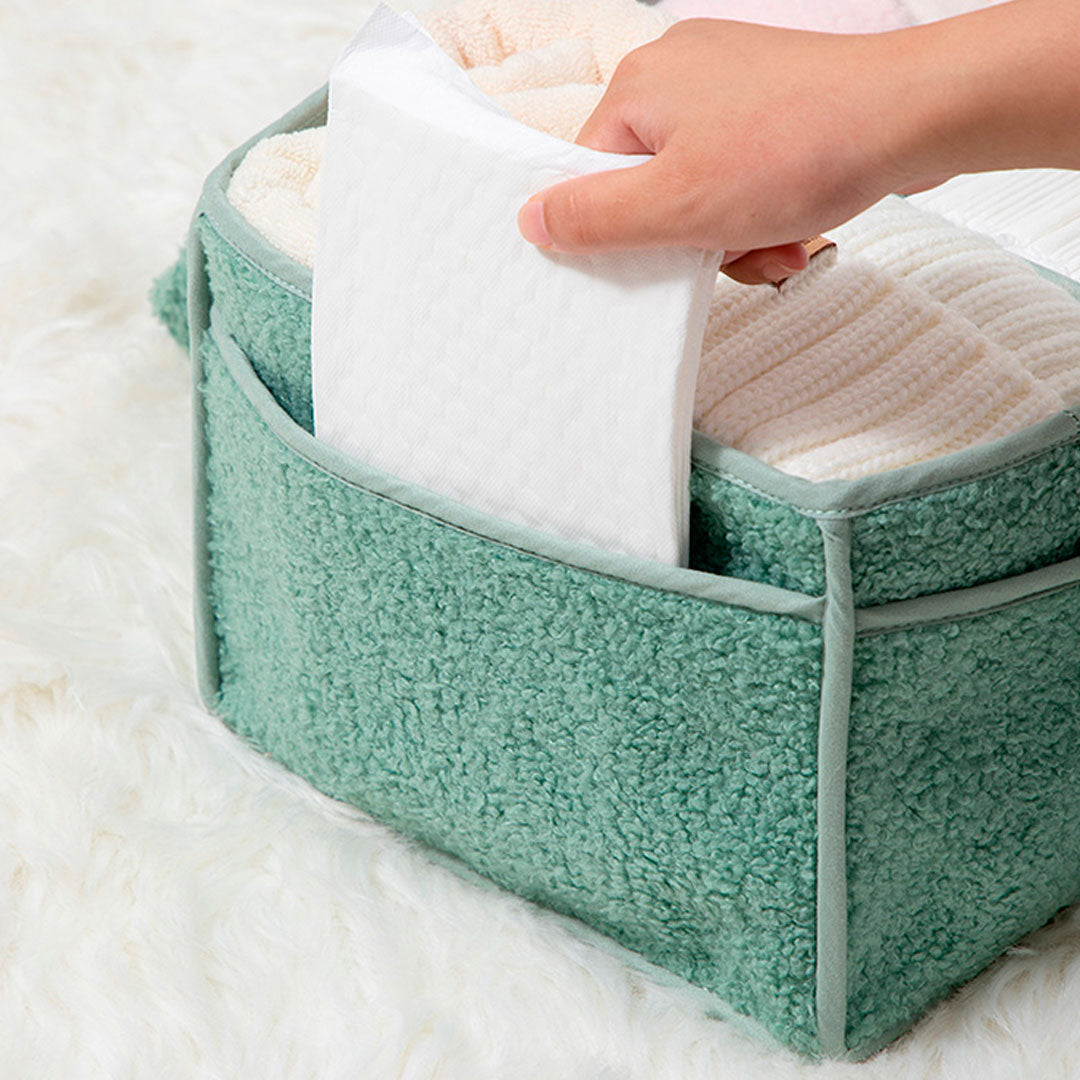 Bolso organizador de pañales para bebé, con compartimientos separados, asas para agarre fácil, hecho en felpa, ideal para diversos artículos del bebé