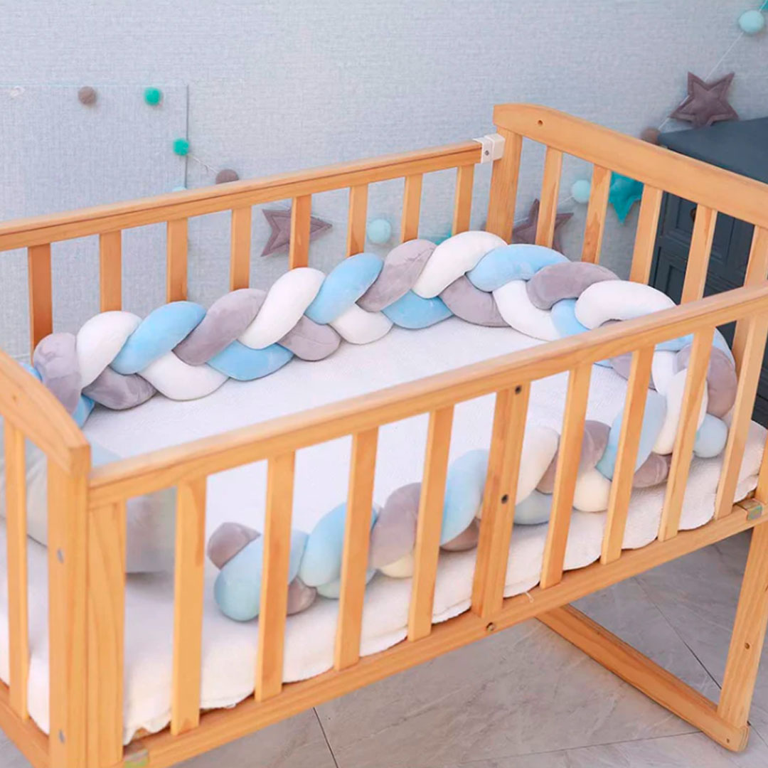 Almohada protectora trenzada para bebé, bomper protector para cuna, de 230 x 10 cm, hecha en material suave hipoalergénico
