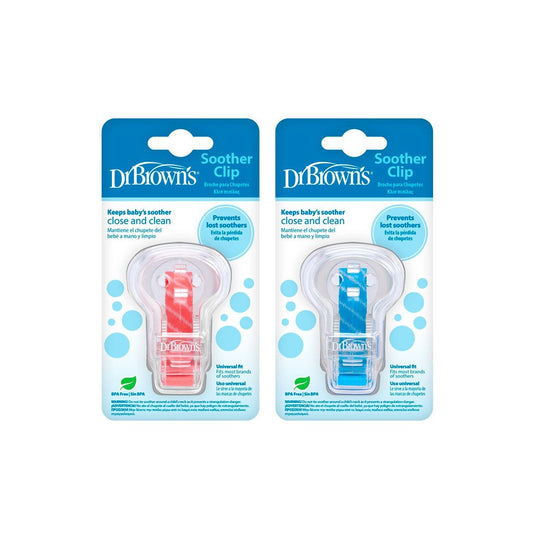 Broche portachupas con clip para sujetar a la ropa, ideal para tener la chupa al alcance, evita que caiga al suelo, hecho en material ligero y resistente, 100% libre de BPA - Dr Brown's