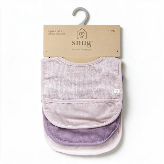 Set x3 baberos de muselina de algodón para bebé con bolsillo recoge-migas, suaves y absorbentes, en tonos pastel
