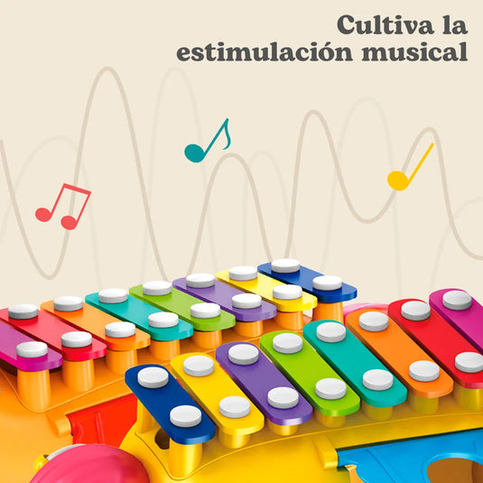 Caballito xilófono musical interactivo para bebé, multiactividades, juegos de formas y colores, juguete colorido hecho en ABS duradero y seguro para el bebé, caballito balancín que añade experiencia lúdica - Huanger