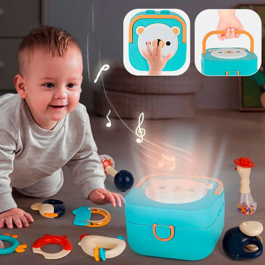 Caja Osito de almacenamiento con sonajeros, luces y música