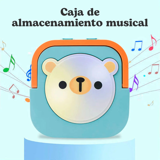 Caja Osito de almacenamiento con sonajeros, luces y música