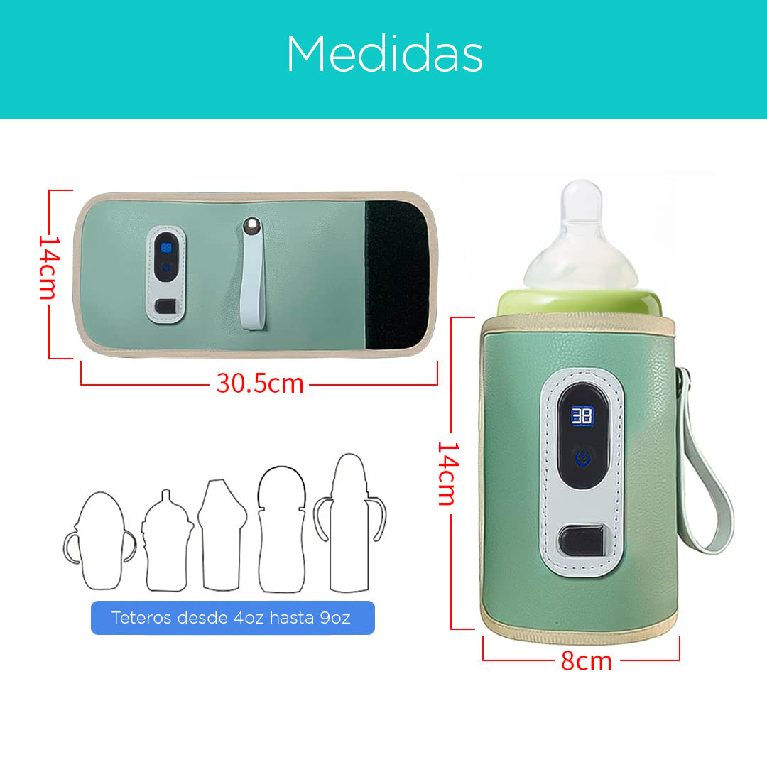 Manta calentador para teteros hecha en cuero sintético, recargable por USB