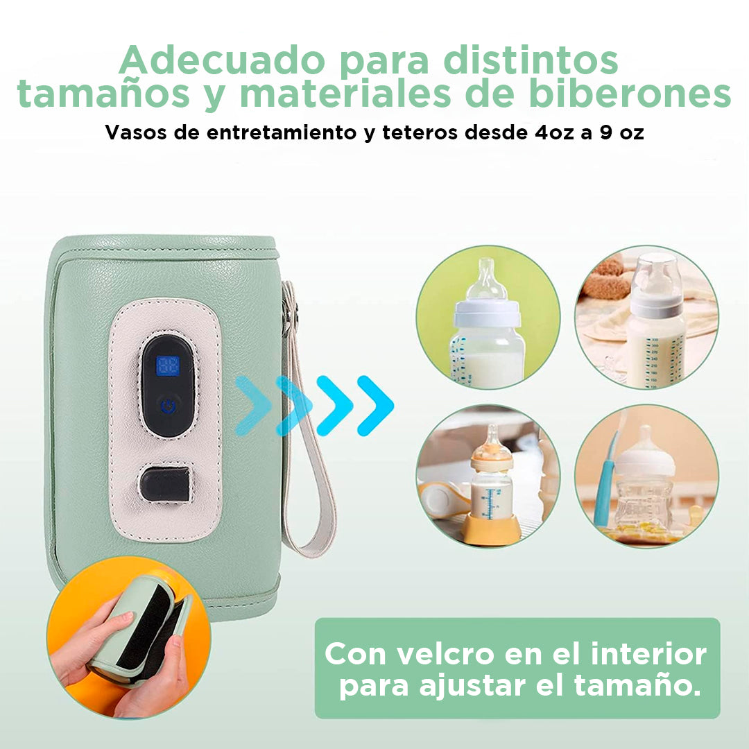 Manta calentador para teteros hecha en cuero sintético, recargable por USB