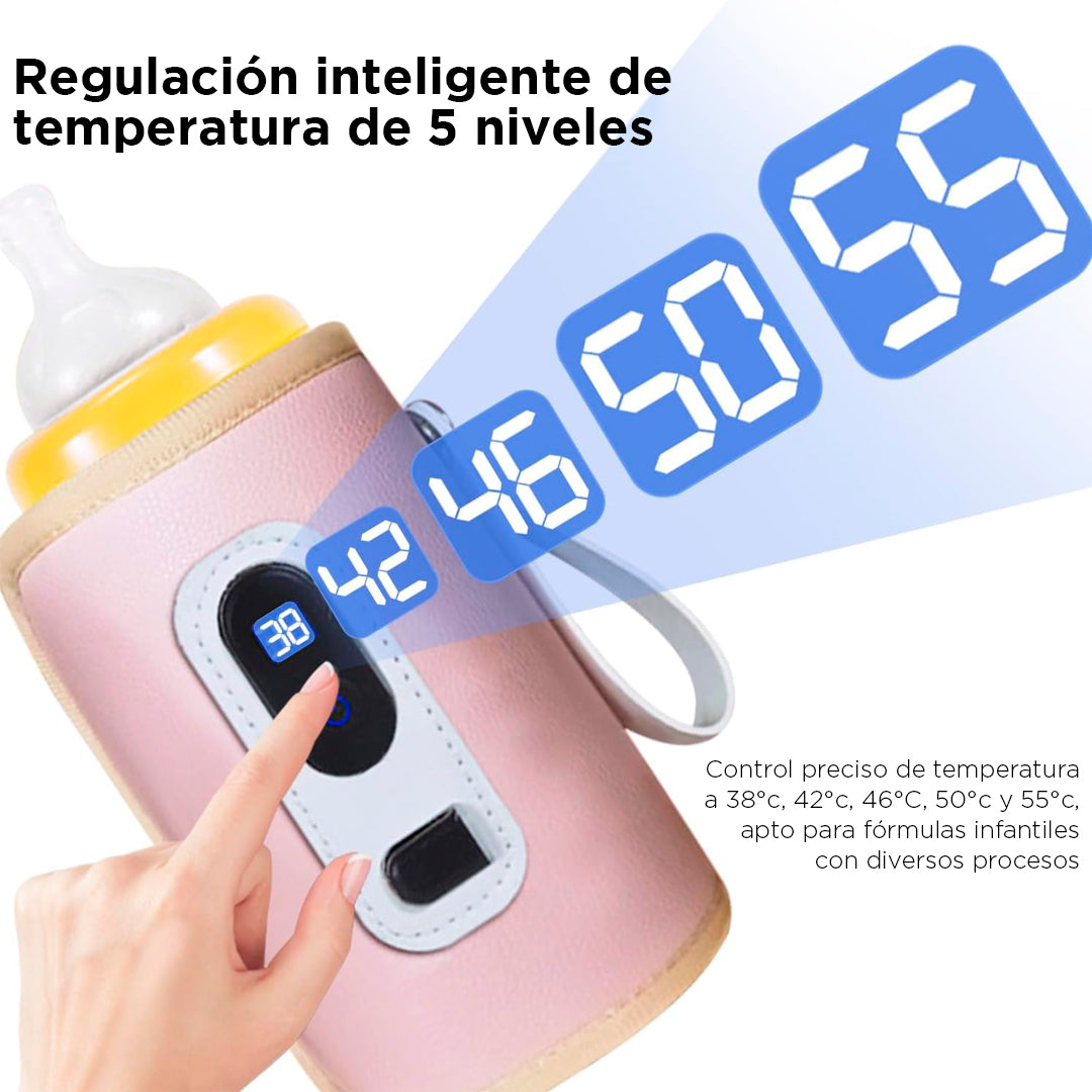 Manta calentador para teteros hecha en cuero sintético, recargable por USB