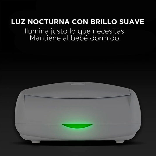 Calentador y dispensador de toallitas humedas, luz nocturna suave, capacidad para 80 toallitas, calienta de abajo hacia arriba, uso a una sola mano - Prince Lionheart