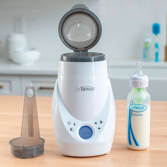 Calentador y esterilizador a vapor Deluxe de teteros, calentador rápido y uniforme de biberones, con panel LCD, fácil de usar, alertas de sonido cuando completa ciclo, funcionalidad 2en1 - Dr Brown's