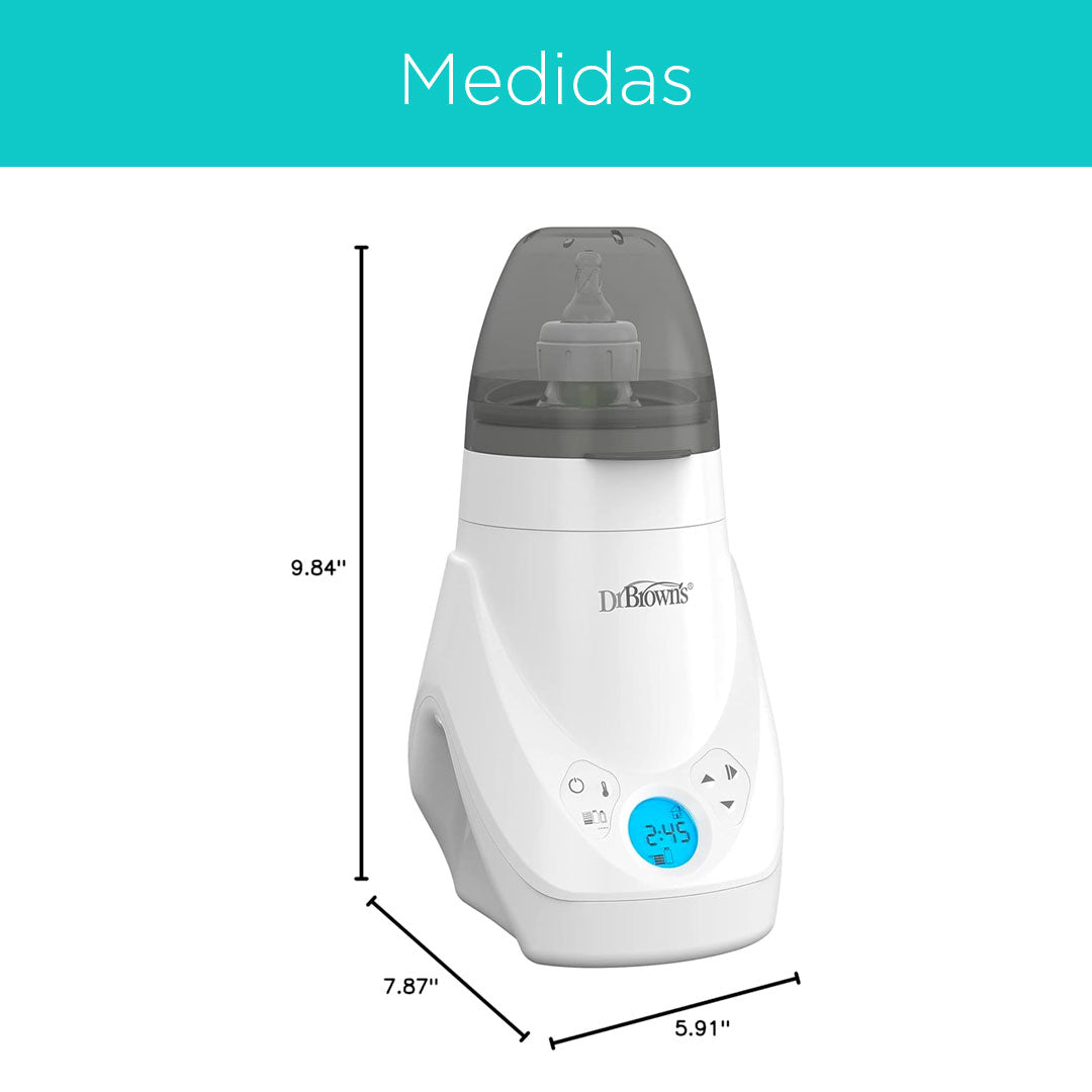 Calentador y esterilizador a vapor Deluxe de teteros, calentador rápido y uniforme de biberones, con panel LCD, fácil de usar, alertas de sonido cuando completa ciclo, funcionalidad 2en1 - Dr Brown's