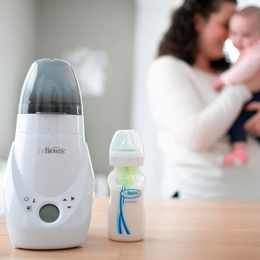 Calentador y esterilizador a vapor Deluxe de teteros, calentador rápido y uniforme de biberones, con panel LCD, fácil de usar, alertas de sonido cuando completa ciclo, funcionalidad 2en1 - Dr Brown's