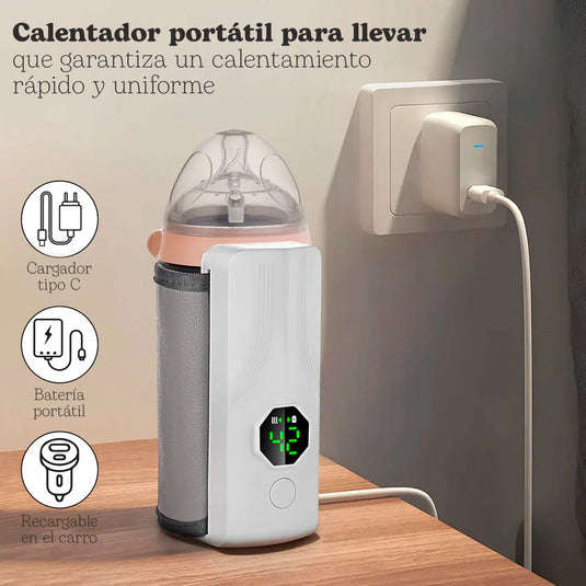 Calentador de teteros portátil, de temperatura ajustable