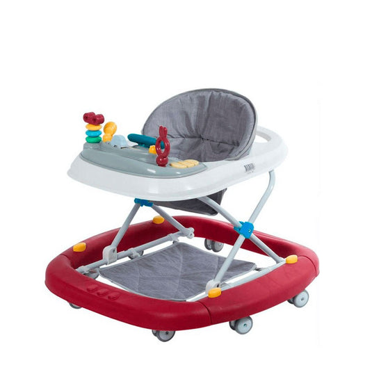 Caminador con guía y centro de entretenimiento, bandeja con juguetes y melodías, asiento cómodo, estructura metálica firme, con sistema de plegado - Mobilu