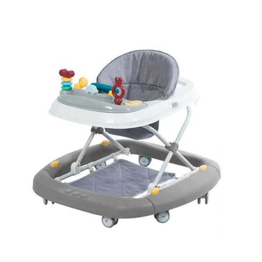 Caminador con guía y centro de entretenimiento, bandeja con juguetes y melodías, asiento cómodo, estructura metálica firme, con sistema de plegado - Mobilu