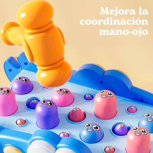 Cubo de diseño Cangrejo multiactividades didáctico para bebé, juguete musical de aprendizaje, juego de martillo para golpear, de pesca con imanes, teclas con melodías y luces, espacios para encaje de figuras de colores
