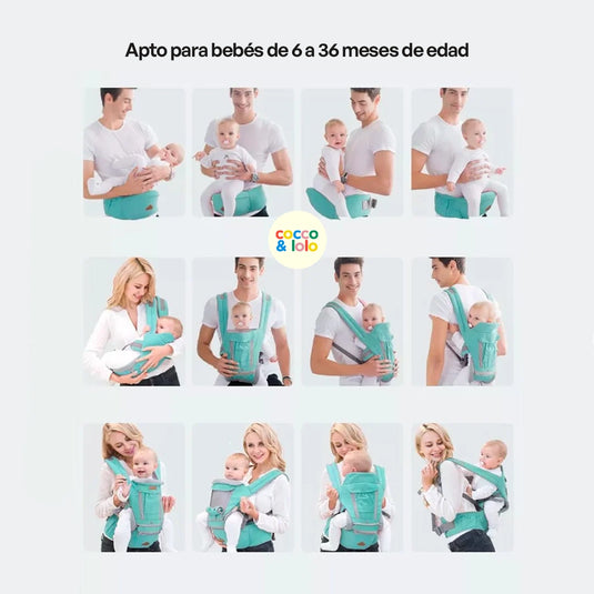 Portabebés ergonómico tipo canguro 3 en 1, cargador para bebé con asiento para la cadera - Aiebao