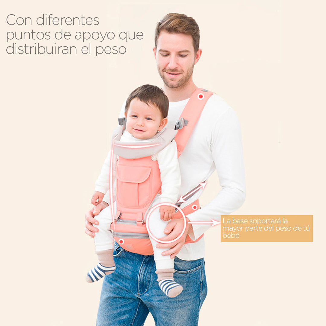 AIEBAO – Portabebés ergonómico tipo canguro con asiento para la cadera y bolsillo frontal