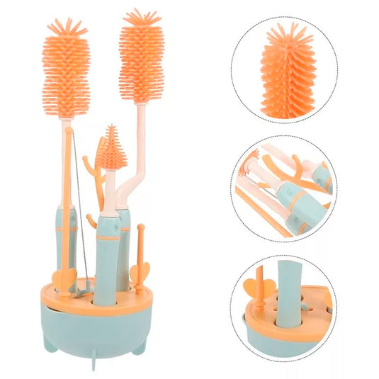 Set de Cepillos para limpieza de teteros, y escurridor de teteros con base de drenaje