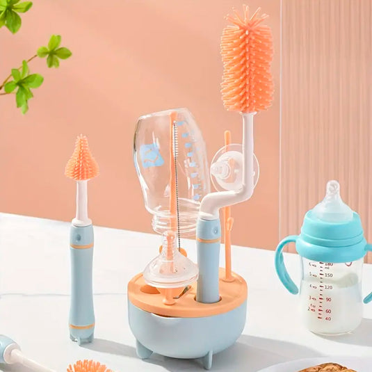 Set de Cepillos para limpieza de teteros, y escurridor de teteros con base de drenaje