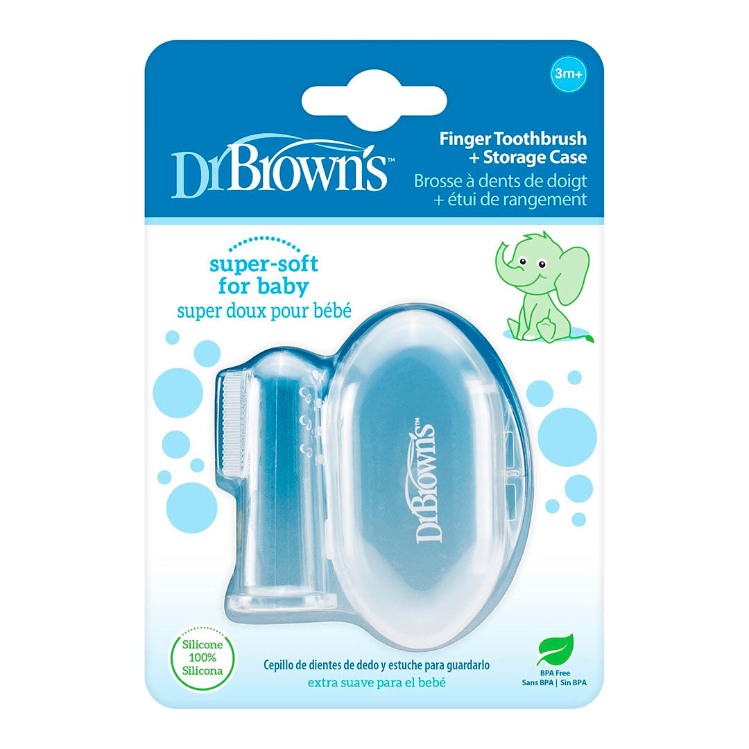 Cepillo dental de dedo en silicona 100% libre BPA con estuche, en silicona suave, doble cara para dientes y encías, fácil de usar y de limpiar, ideal para viajes - Dr Brown's