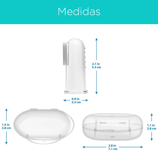 Cepillo dental de dedo en silicona 100% libre BPA con estuche, en silicona suave, doble cara para dientes y encías, fácil de usar y de limpiar, ideal para viajes - Dr Brown's
