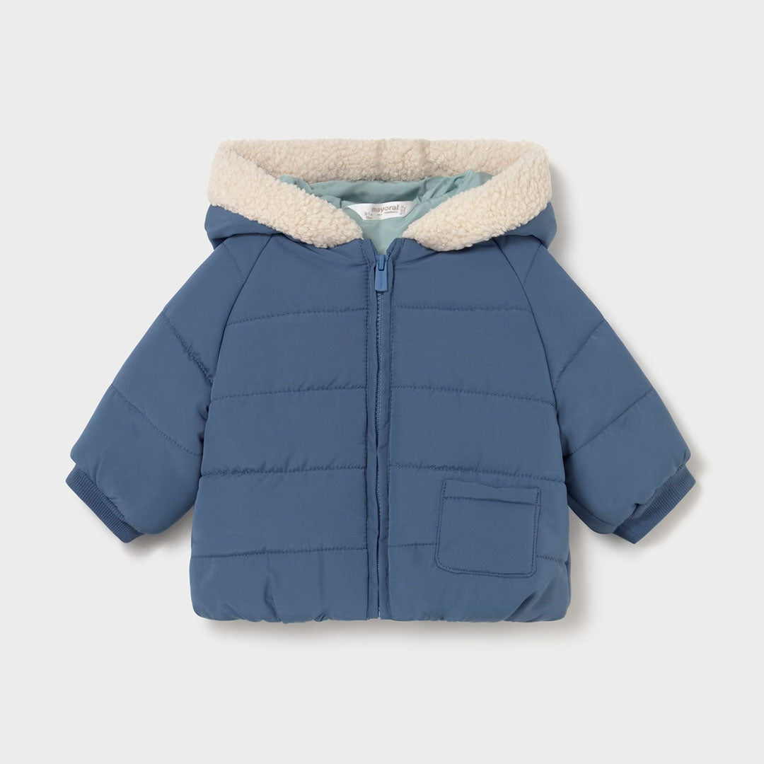 Chaqueta reversible doble faz para bebé, capucha con detalles de peluche, cierre central delantero con cremallera, exterior textil con efecto acolchado, suave forro interior de poliéster- Mayoral