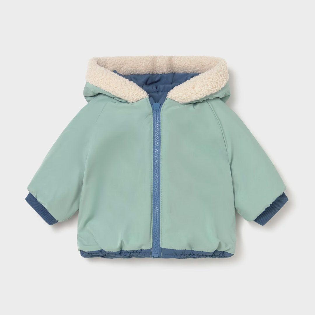 Chaqueta reversible doble faz para bebé, capucha con detalles de peluche, cierre central delantero con cremallera, exterior textil con efecto acolchado, suave forro interior de poliéster- Mayoral