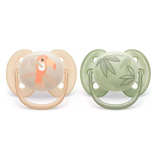 Chupa Ultra Soft x2 Tucán Hiervas de 0 a 6 meses, ideal para piel sensible - Philips Avent